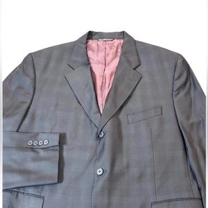 Jack Victor Loro Piana Blazer Men’s 44r Black Windowpane Plaid Wool